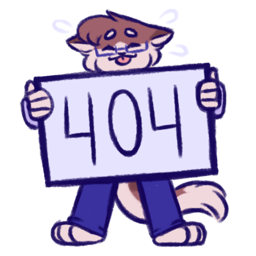 Basilcat holding a sign that says 404