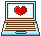 Blue laptop with heart on its screen